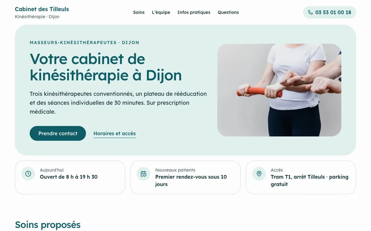 Aperçu de la démo Cabinet de kinésithérapie